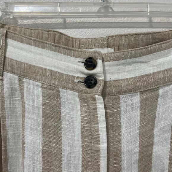 H&M Linen Blend Striped Pants Size 12 Cropped Wide Leg Coastal Grandma - Picture 4 of 9